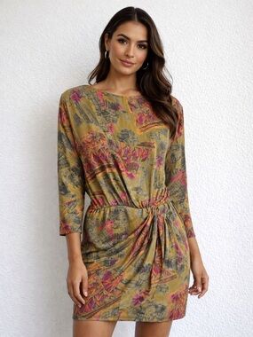 Vintage 100% Silk Wrap Dress – Abstract Print – Custom/Tailored Fit Size 4